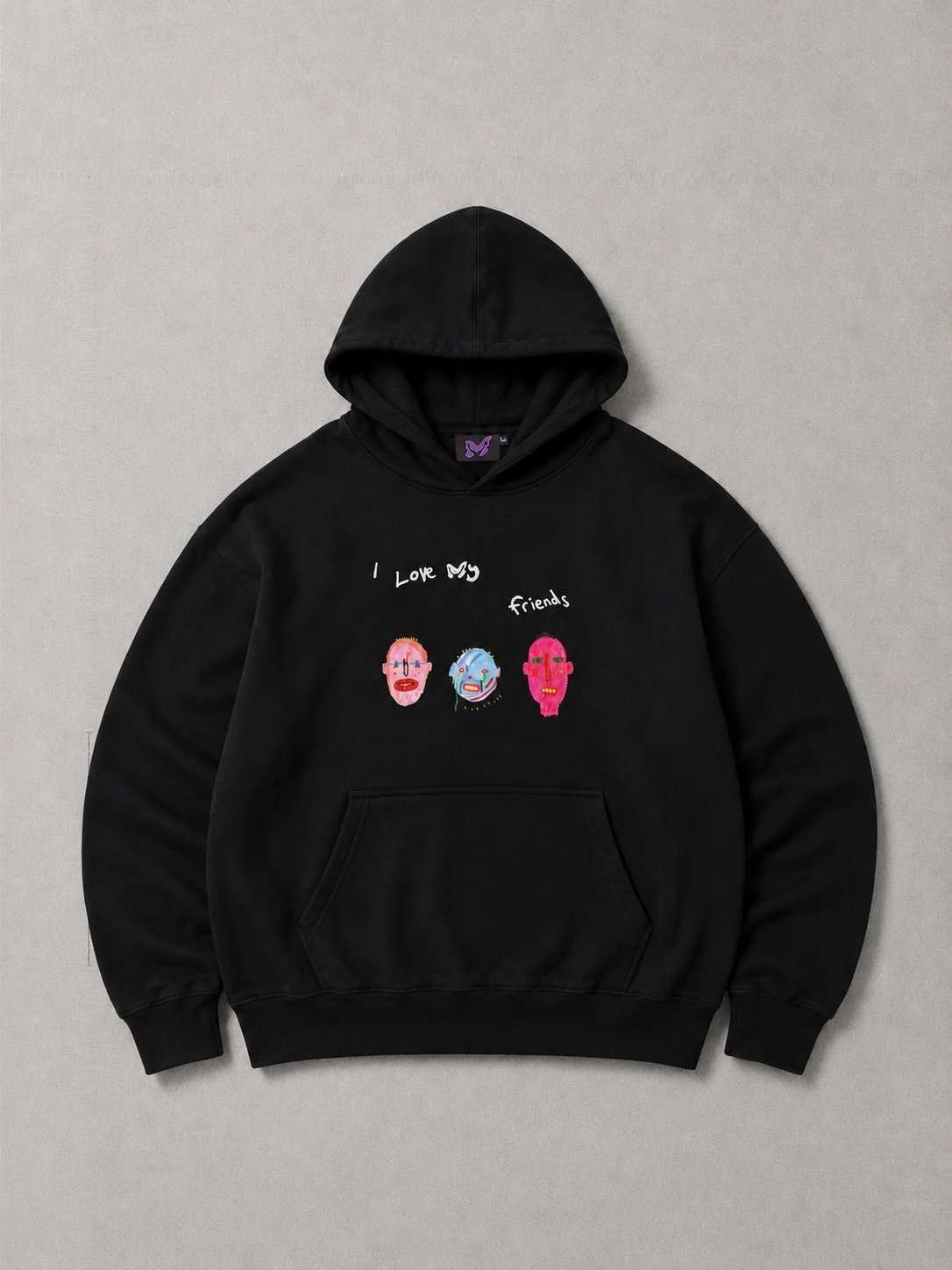 I Love My Friends Hoodie - Black (Hemp)